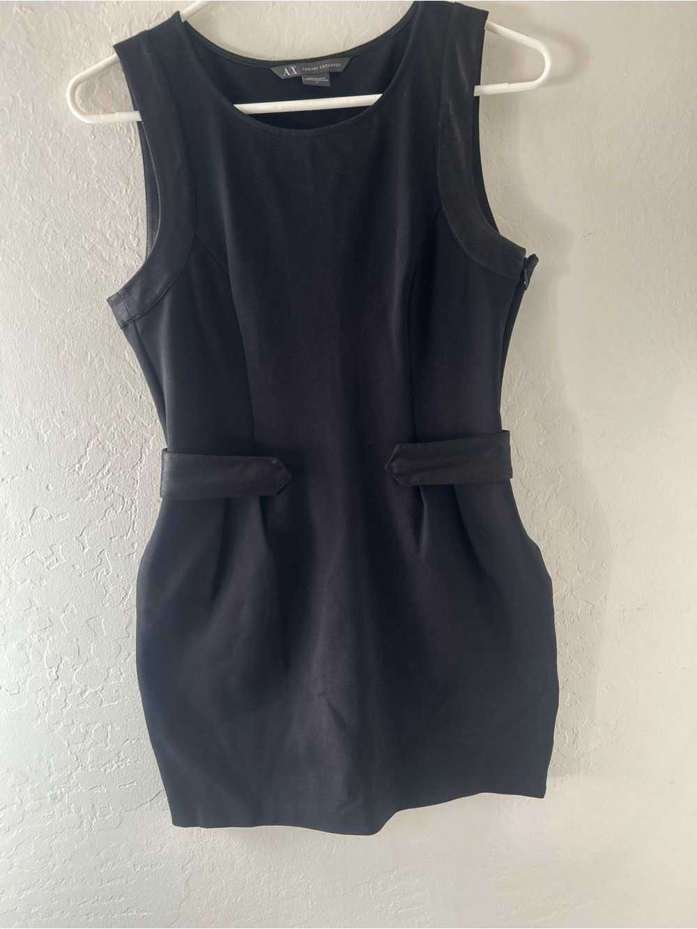 Armani Exchange Black Sleeveless Sheath with Waist Tabs